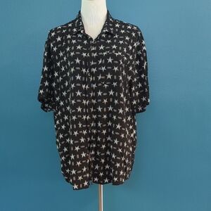 Black Star Patterned Button Up Shirt